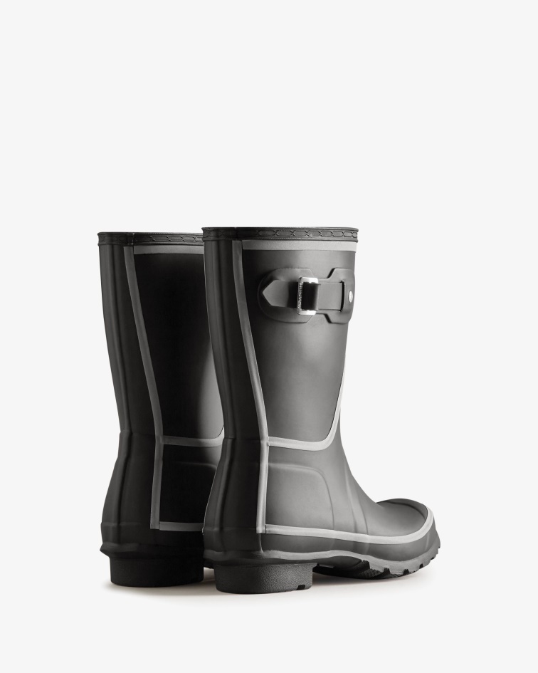 Hunter Women's Reflective Outline Short Rain Boots Black