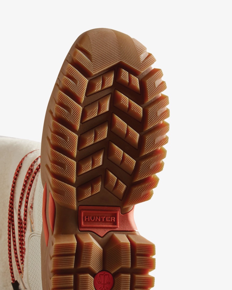 Hunter Women's Wanderer Vegan Shearling Insulated Tall Snow Boots White Willow-Gum