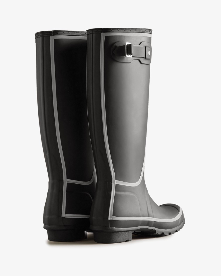 Hunter Women's Reflective Outline Tall Rain Boots Black