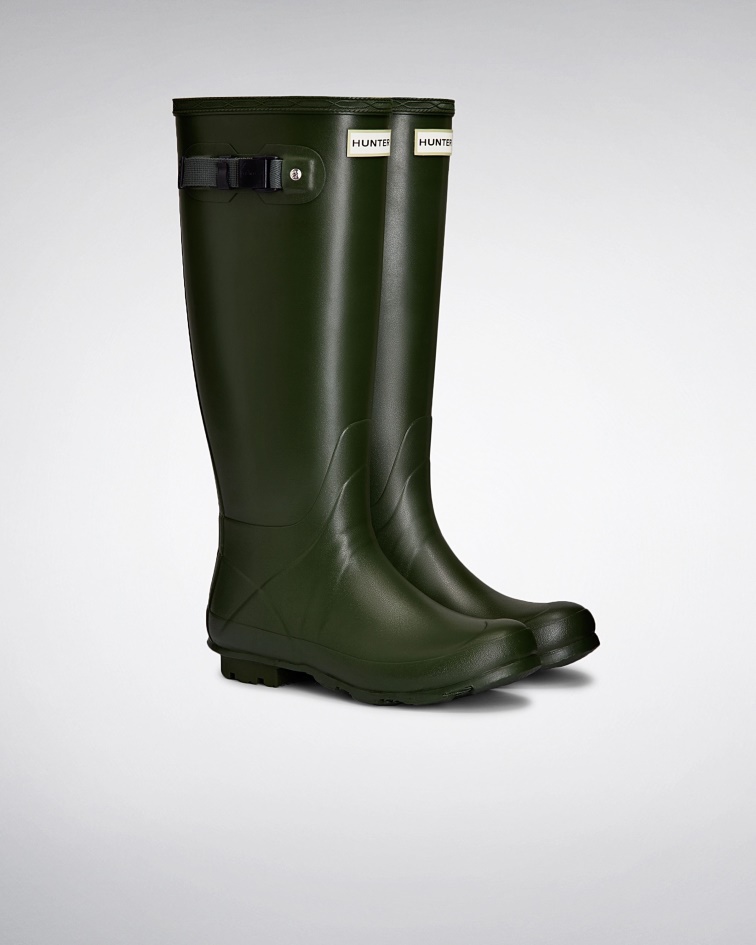Hunter Women's Norris Field Neoprene Lined Rain Boots Vintage Green